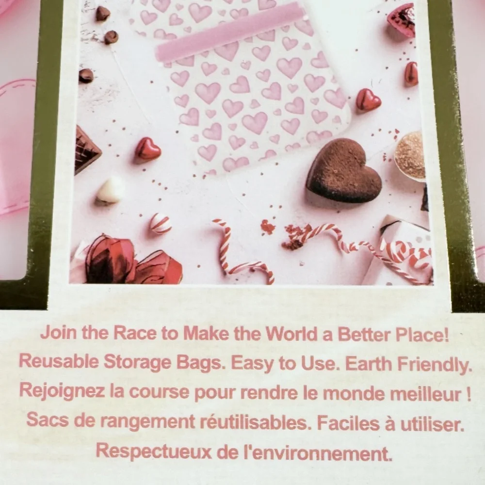 New CWC PINK HEART Reusable Storage Bags